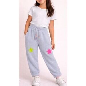 Lola And The Boys girls fuzzy blue star sequin lounge pj pants size 12